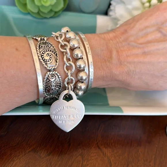 Brighton BIANCA Silver Swirl Scroll Heart Necklace Bracelet Earrings RARE